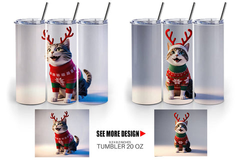Tumbler Wrap Cat Christmas Sublimation artnoy 