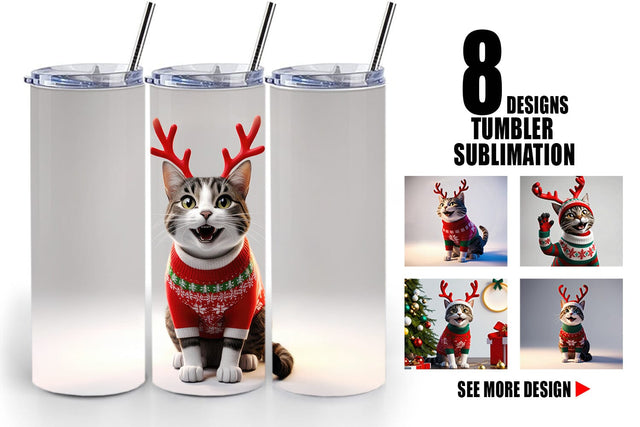 Tumbler Wrap Cat Christmas Sublimation artnoy 