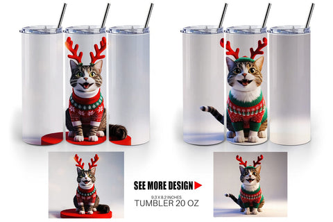 Tumbler Wrap Cat Christmas Sublimation artnoy 