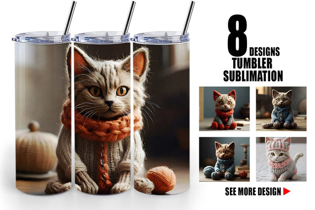 Tumbler Wrap Cat Embroidery Sublimation artnoy 