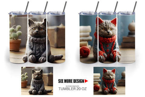 Tumbler Wrap Cat Embroidery Sublimation artnoy 
