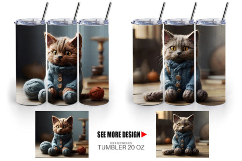 Tumbler Wrap Cat Embroidery Sublimation artnoy 