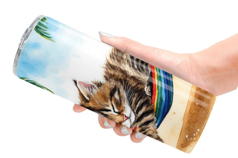 Tumbler Wrap Cat in Summer Hammock Sublimation artnoy 