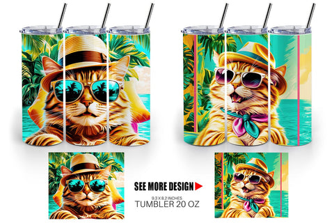 Tumbler Wrap Cat in Summer Sublimation artnoy 
