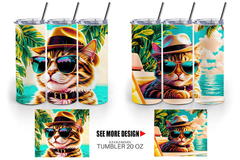 Tumbler Wrap Cat in Summer Sublimation artnoy 