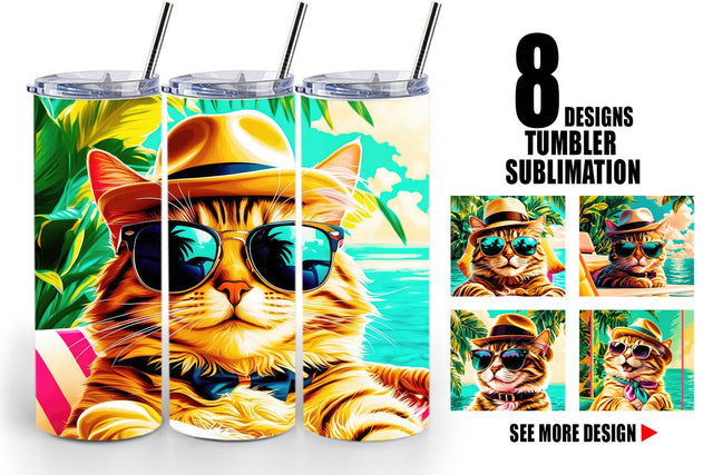 Tumbler Wrap Cat in Summer Sublimation artnoy 