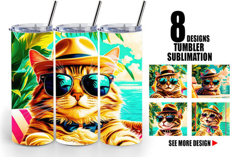 Tumbler Wrap Cat in Summer Sublimation artnoy 