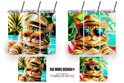 Tumbler Wrap Cat in Summer Sublimation artnoy 