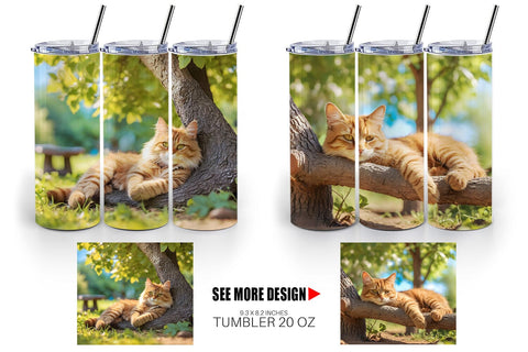 Tumbler Wrap Cat on Summer Day Sublimation artnoy 