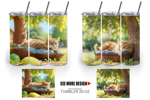 Tumbler Wrap Cat on Summer Day Sublimation artnoy 
