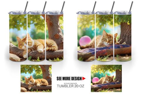 Tumbler Wrap Cat on Summer Day Sublimation artnoy 