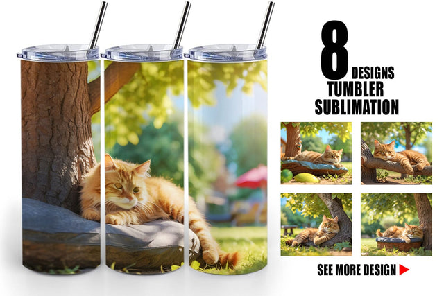 Tumbler Wrap Cat on Summer Day Sublimation artnoy 