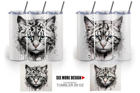 Tumbler Wrap Cat Watercolor Ink Sublimation artnoy 