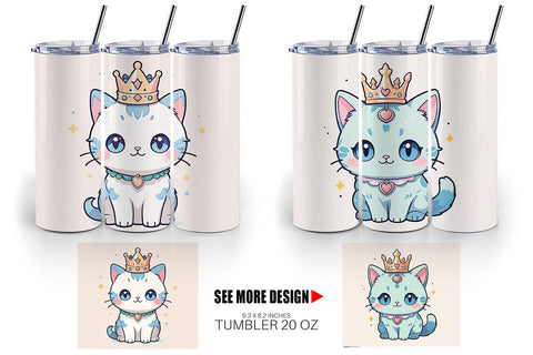 Tumbler Wrap Cat Wearing Crown Sublimation artnoy 