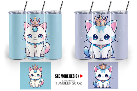 Tumbler Wrap Cat Wearing Crown Sublimation artnoy 