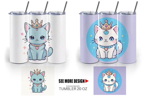 Tumbler Wrap Cat Wearing Crown Sublimation artnoy 