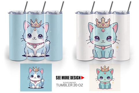 Tumbler Wrap Cat Wearing Crown Sublimation artnoy 