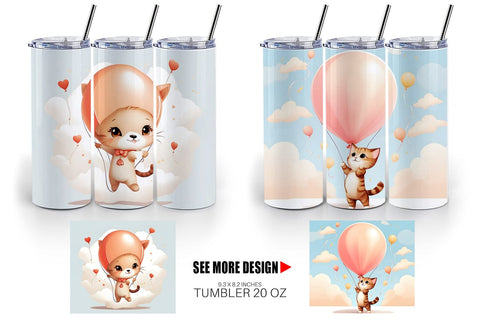 Tumbler Wrap Cat With Balloon Sublimation artnoy 