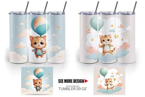 Tumbler Wrap Cat With Balloon Sublimation artnoy 