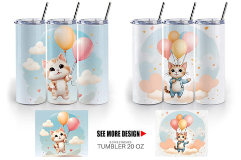 Tumbler Wrap Cat With Balloon Sublimation artnoy 