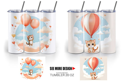 Tumbler Wrap Cat With Balloon Sublimation artnoy 