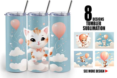 Tumbler Wrap Cat With Balloon Sublimation artnoy 