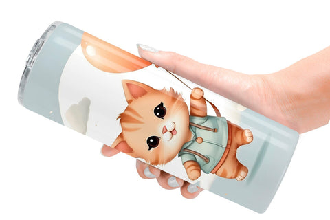 Tumbler Wrap Cat With Balloon Sublimation artnoy 