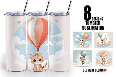Tumbler Wrap Cat With Balloon Sublimation artnoy 