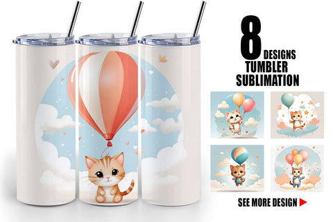 Tumbler Wrap Cat With Balloon Sublimation artnoy 
