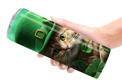 Tumbler Wrap Cat With Hat Patrick's Day Sublimation artnoy 