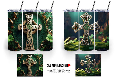 Tumbler Wrap Celtic Pattern Patrick Day Sublimation artnoy 
