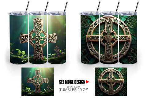 Tumbler Wrap Celtic Pattern Patrick Day Sublimation artnoy 