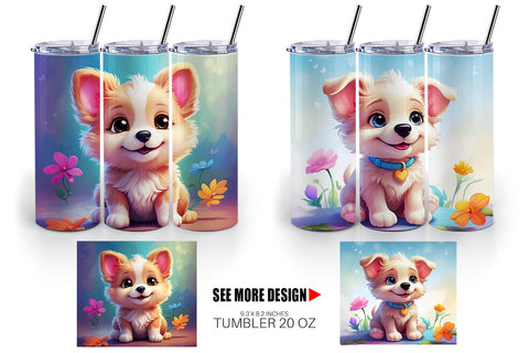 Tumbler Wrap Charming Baby Dog Sublimation artnoy 