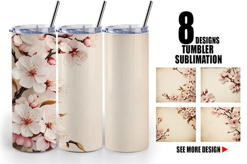 Tumbler Wrap Cherry Blossom Old Paper Sublimation artnoy 