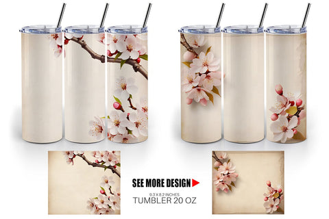 Tumbler Wrap Cherry Blossom Old Paper Sublimation artnoy 