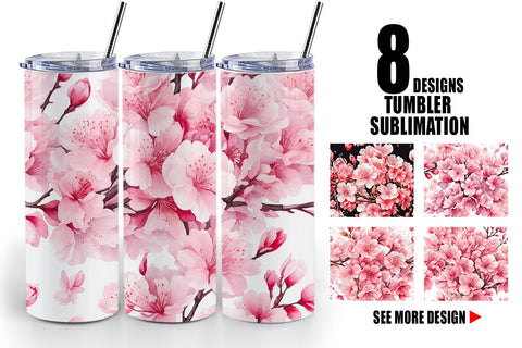 Tumbler Wrap Cherry Blossom Pattern Sublimation artnoy 