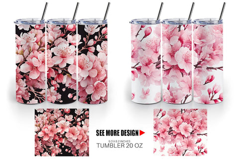 Tumbler Wrap Cherry Blossom Pattern Sublimation artnoy 