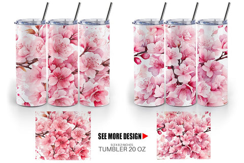 Tumbler Wrap Cherry Blossom Pattern Sublimation artnoy 