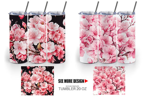 Tumbler Wrap Cherry Blossom Pattern Sublimation artnoy 