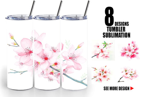 Tumbler Wrap Cherry blossoms Sublimation artnoy 