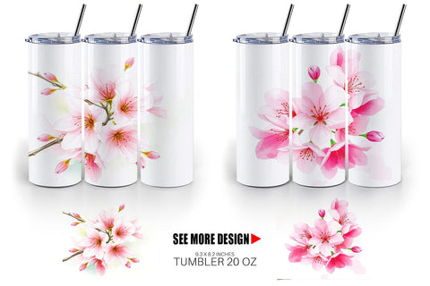 Tumbler Wrap Cherry blossoms Sublimation artnoy 