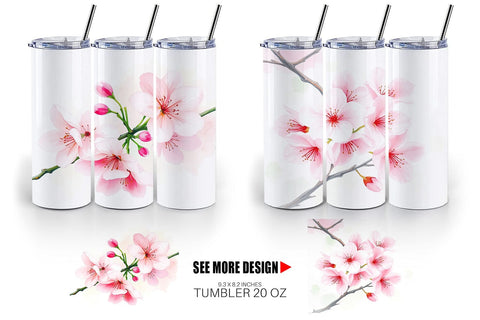 Tumbler Wrap Cherry blossoms Sublimation artnoy 