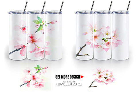 Tumbler Wrap Cherry blossoms Sublimation artnoy 