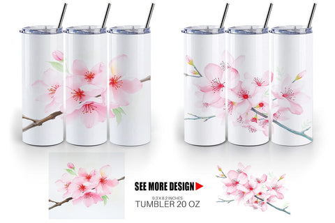 Tumbler Wrap Cherry blossoms Sublimation artnoy 