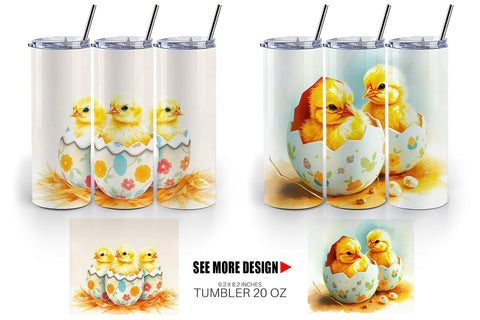 Tumbler Wrap Chicks in Eggs Sublimation artnoy 