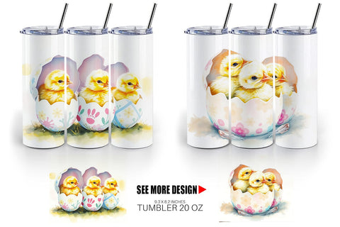 Tumbler Wrap Chicks in Eggs Sublimation artnoy 