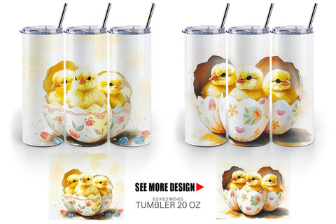 Tumbler Wrap Chicks in Eggs Sublimation artnoy 