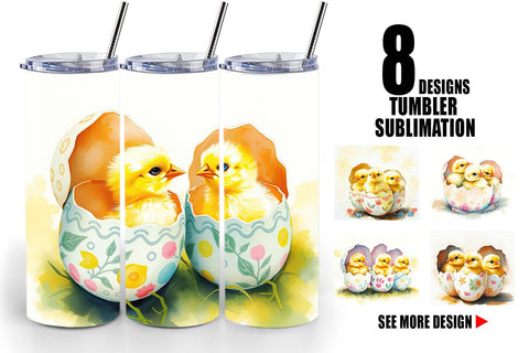 Tumbler Wrap Chicks in Eggs Sublimation artnoy 