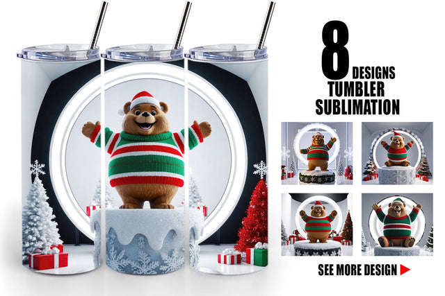 Tumbler Wrap Christmas Bear Sublimation artnoy 