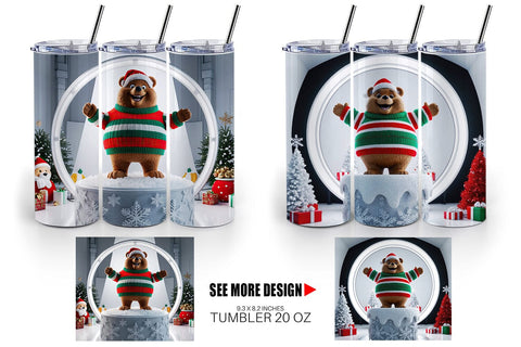 Tumbler Wrap Christmas Bear Sublimation artnoy 